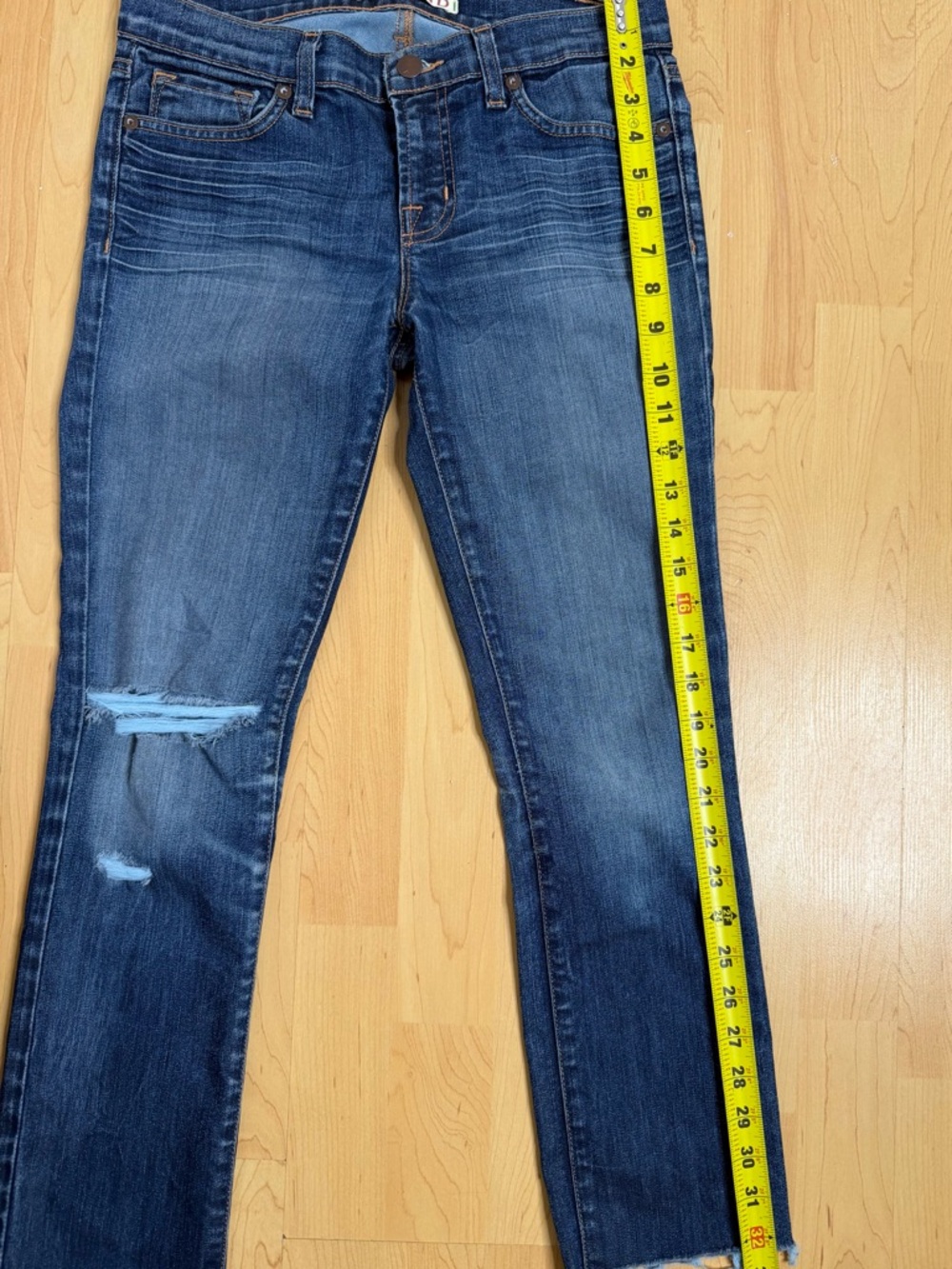 J Brand Blue Distressed Straight-Leg Jeans - Picture 6 of 11